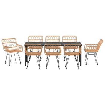 Garten Essgruppe 9 stk. Braun Pulverbeschichteter Stahl