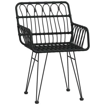 7-teiliges Garten-Essenset Schwarz Poly Rattan