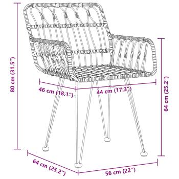 7-teiliges Garten-Essenset Schwarz Poly Rattan