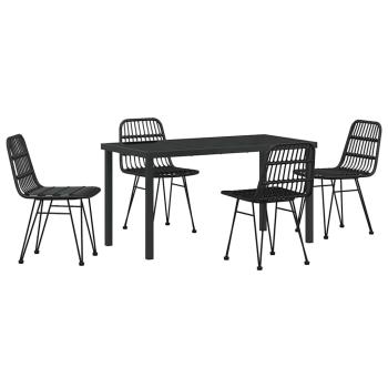 5-teiliges Garten-Essplatz-Set Schwarz Poly Rattan