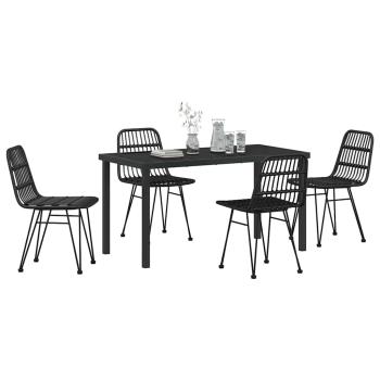 5-teiliges Garten-Essplatz-Set Schwarz Poly Rattan