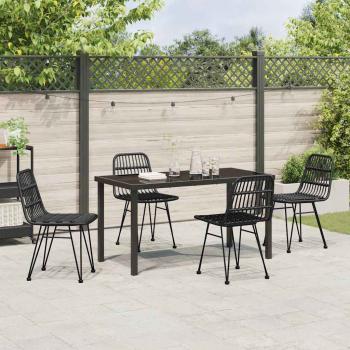 5-teiliges Garten-Essplatz-Set Schwarz Poly Rattan