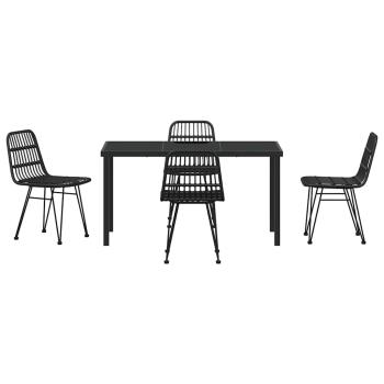 5-teiliges Garten-Essplatz-Set Schwarz Poly Rattan