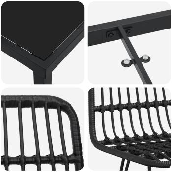 7-teiliges Garten-Essgruppe Schwarz Poly Rattan