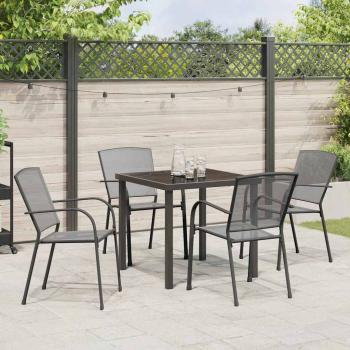 5-teiliges Garten-Essset Anthrazit Stahl