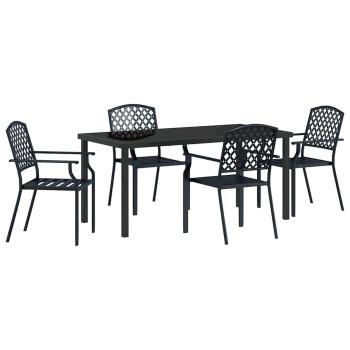 5-teiliges Garten Essset Anthrazit Stahl
