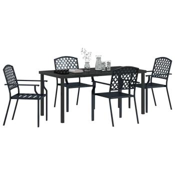 5-teiliges Garten Essset Anthrazit Stahl