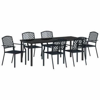 Garten Essgruppe 7 stk. Anthrazit Pulverbeschichteter Stahl