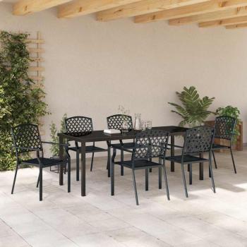 Garten Essgruppe 7 stk. Anthrazit Pulverbeschichteter Stahl