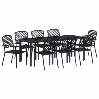 Garten Essgruppe 9 stk. Anthrazit Pulverbeschichteter Stahl