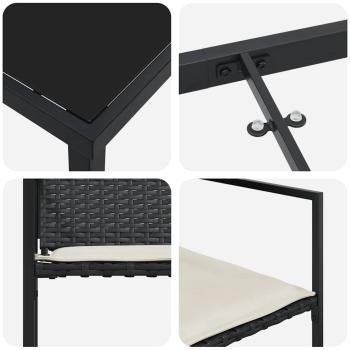 5-teiliges Garten-Ess-Set mit Kissen Schwarz Poly-Rattan