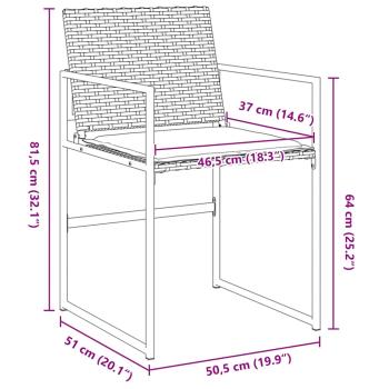 5-teiliges Garten-Esszimmerset mit Kissen Schwarz Poly-Rattan