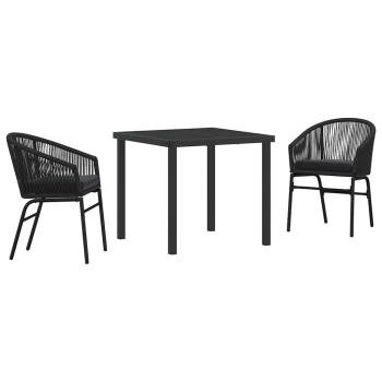3-teiliges Garten-Esszimmer Set Schwarz Poly Rattan