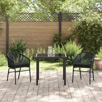 3-teiliges Garten-Esszimmer Set Schwarz Poly Rattan