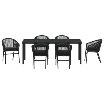 Garten Essgruppe 7 pcs Schwarz Pulverbeschichteter Stahl