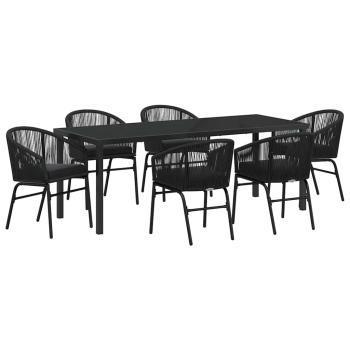 Garten Essgruppe 7 pcs Schwarz Pulverbeschichteter Stahl