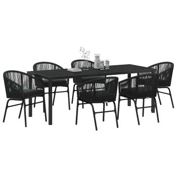 Garten Essgruppe 7 pcs Schwarz Pulverbeschichteter Stahl