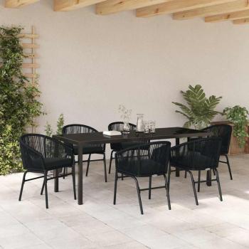Garten Essgruppe 7 pcs Schwarz Pulverbeschichteter Stahl