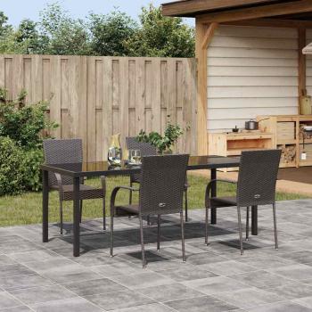 5-teiliges Garten Essset Braun Poly Rattan