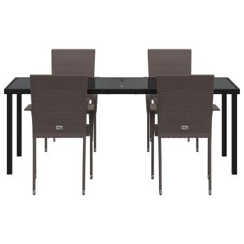 5-teiliges Garten Essset Braun Poly Rattan