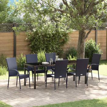 ARDEBO.de - Garten Essgruppe 7 stk. Schwarz Pulverbeschichteter Stahl