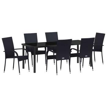 Garten Essgruppe 7 stk. Schwarz Pulverbeschichteter Stahl