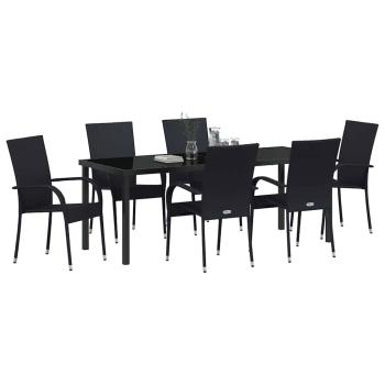 Garten Essgruppe 7 stk. Schwarz Pulverbeschichteter Stahl