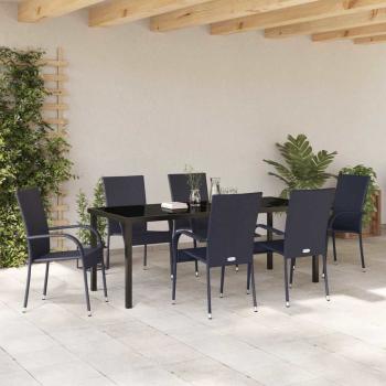 Garten Essgruppe 7 stk. Schwarz Pulverbeschichteter Stahl