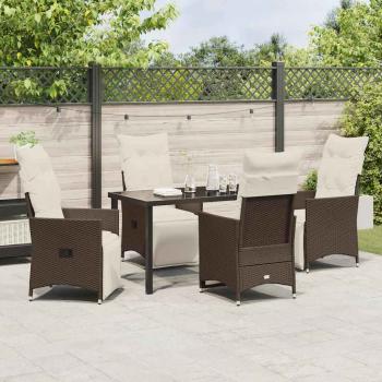 5-teiliges Gartentischset mit Kissen Braunes Poly-Rattan
