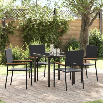 ARDEBO.de - 5-teiliges Garten-Essset Schwarz Poly Rattan