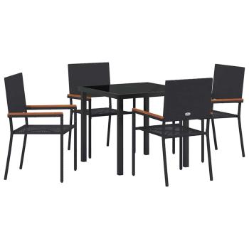 5-teiliges Garten-Essset Schwarz Poly Rattan