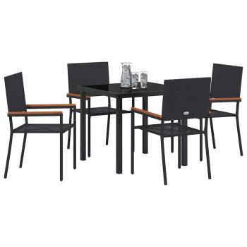 5-teiliges Garten-Essset Schwarz Poly Rattan