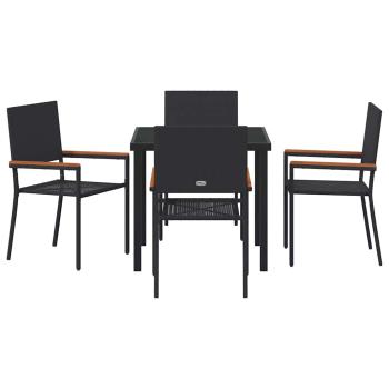 5-teiliges Garten-Essset Schwarz Poly Rattan