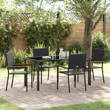 ARDEBO.de - 5-teiliges Garten Essset Schwarz Poly Rattan