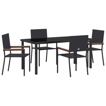 5-teiliges Garten Essset Schwarz Poly Rattan