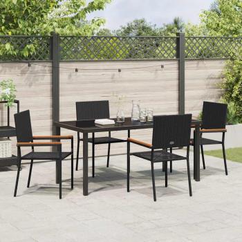 5-teiliges Garten Essset Schwarz Poly Rattan