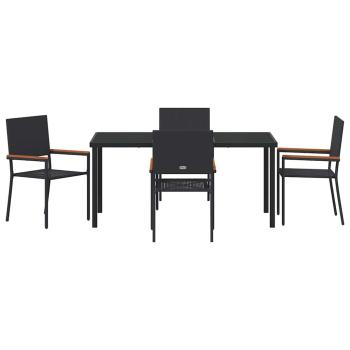 5-teiliges Garten Essset Schwarz Poly Rattan