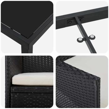 2-teiliges Garten Essstuhl Set Schwarz Poly Rattan