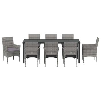 ARDEBO.de - 9-teiliges Garten-Essset Grau Poly-Rattan