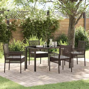 ARDEBO.de - 5-teiliges Garten Essset mit Kissen Braun Poly Rattan