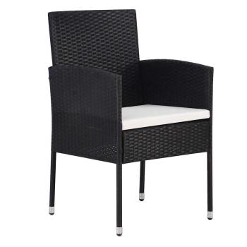 9-teiliges Garten-Dinner-Set mit Kissen Schwarz Poly-Rattan