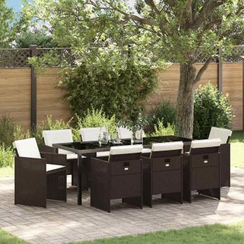 ARDEBO.de - Garten Essgruppe 9 stk. Braun Poly-Rattan