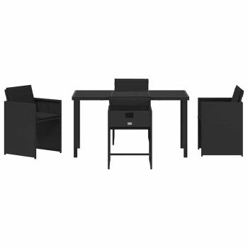 5-teiliges Garten-Dining-Set mit Kissen Schwarz Poly-Rattan