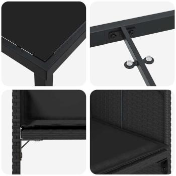 9-teiliges Garten-Essset mit Kissen Schwarz Poly Rattan