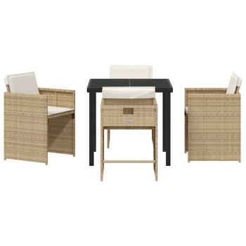 Garten Essgruppe 5 Stk. Beige Poly-Rattan