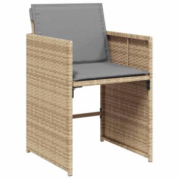 5-teiliges Garten-Ess-Set mit Kissen in Beige aus Poly Rattan