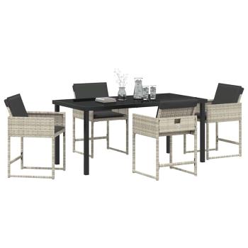 5-teiliges Garten Essgruppe mit Kissen Hellgrau Poly Rattan