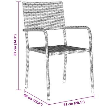 3-teiliges Garten-Essset Grau Poly-Rattan