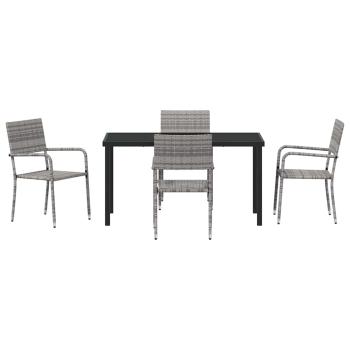 ARDEBO.de - 5-teiliges Garten Esszimmer Set Grau Poly Rattan