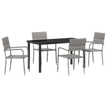 Garten Essgruppe mit Kissen 5 pcs Grau Poly-Rattan